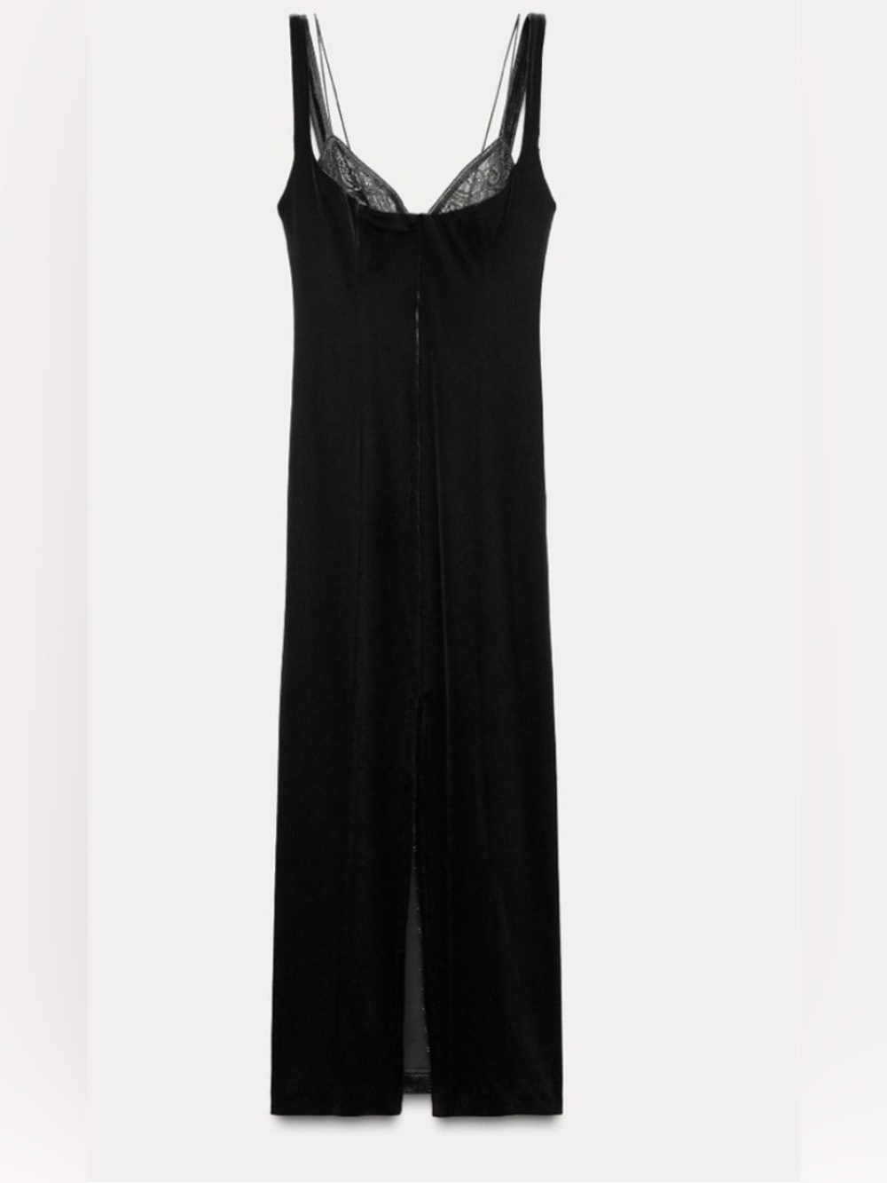 Zara Black Velvet Corset Dress Lace Detail Black Sexy Small Sleeveless